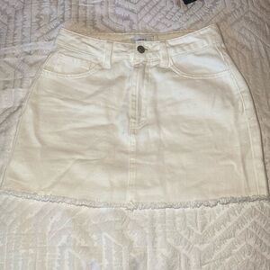 White Denim Mini Skirt